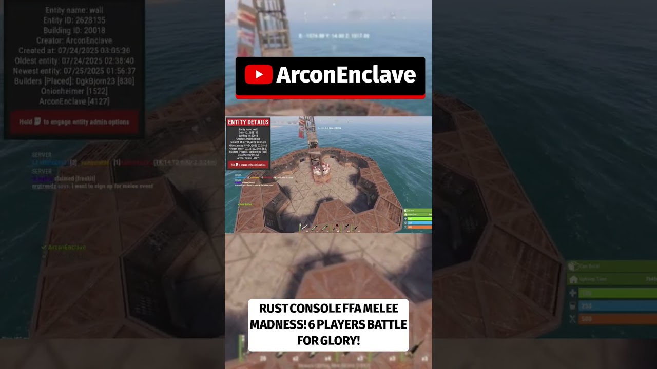 Rust Console FFA MELEE Madness! 6 Players Battle for Glory!