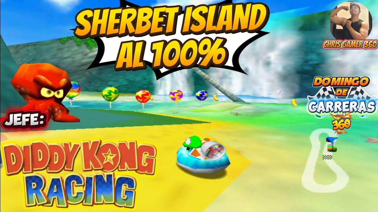 Diddy Kong Racing [N64]: Sherbet Island al 100% 🏝️💎 Monedas, Trofeo y Jefe Pulpo | Modo Aventura