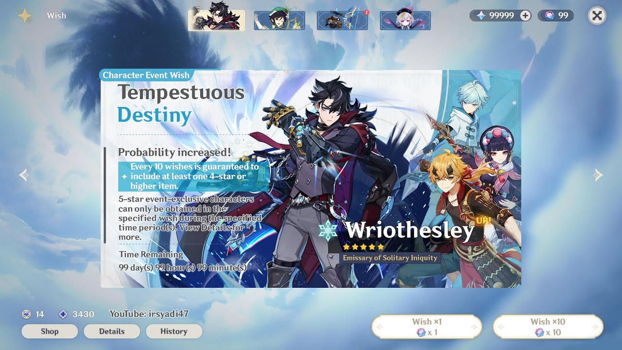 Wriothesley Banner Wish | Genshin Impact