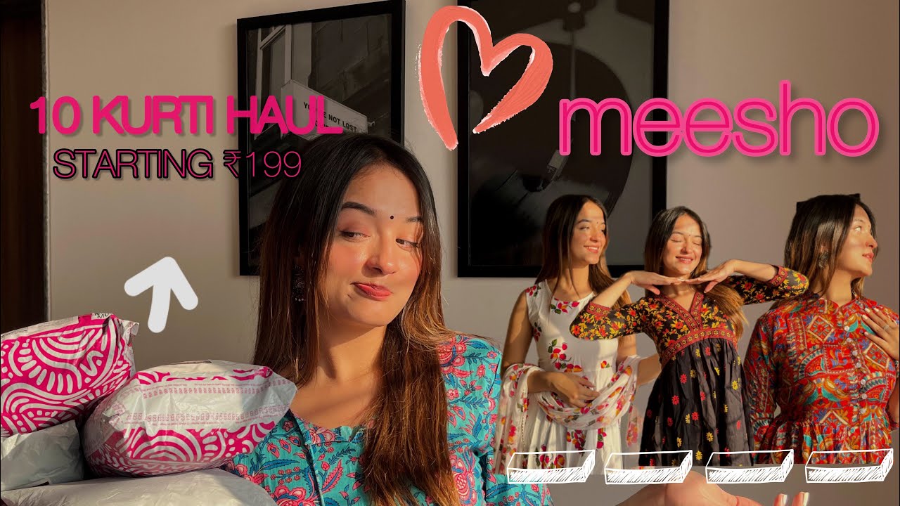 Huge MEESHO KURTI HAUL💖Starting at ₹199| Try on haul| Shruti Bakshi #meesho #kurtihaul
