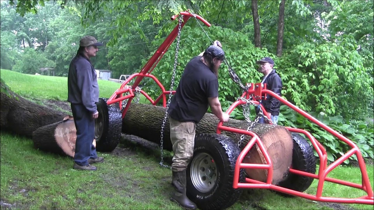 Three Generations; Grand Father, Father and Son, Move Huge Ash Log With Home Built Log Arch Part 3