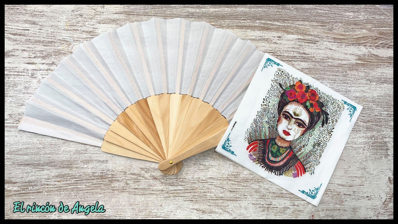 Como decorar un abanico con decoupage y pintura acrílica 🎨DIY manualidades fáciles