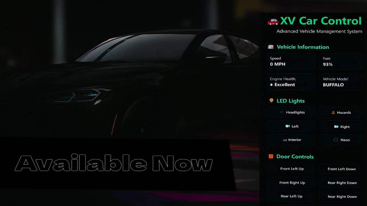 XV Car Control Menu | Advanced Vehicle Management System for FiveM (QBCORE)