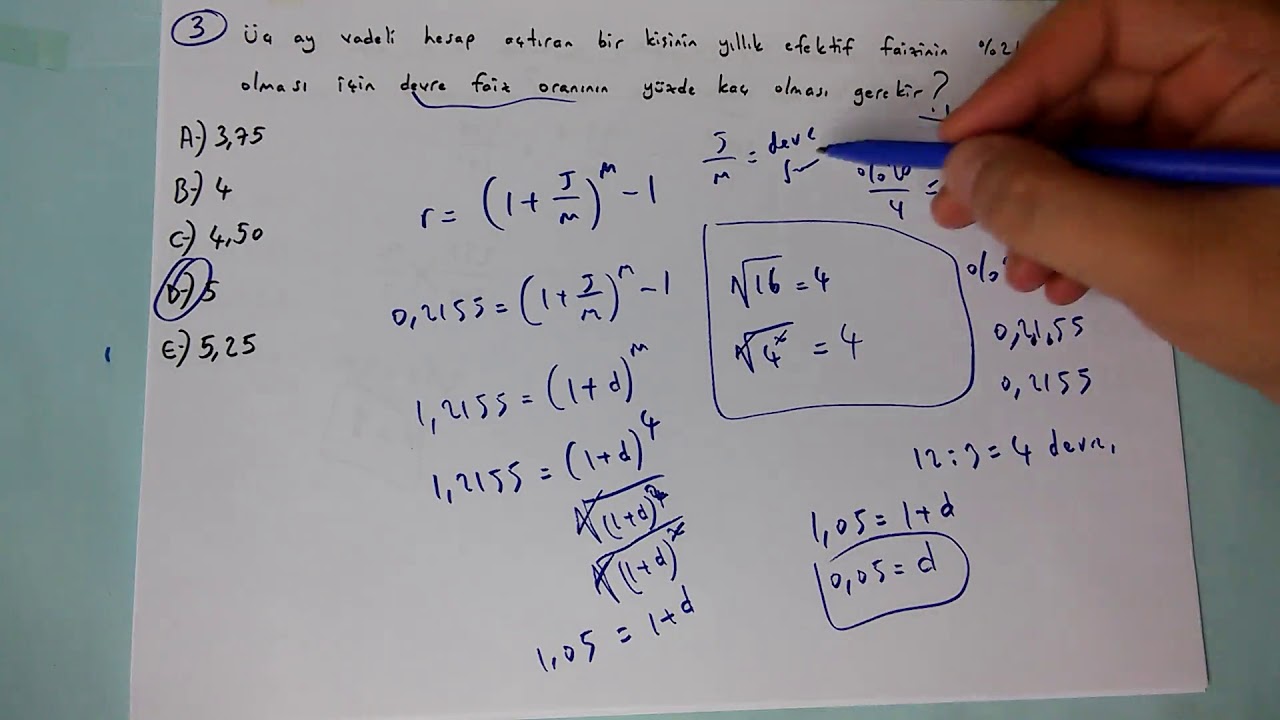AÖF FİNANS MATEMATİĞİ 2018 DÖNEM SONU SINAVI 1. KISIM