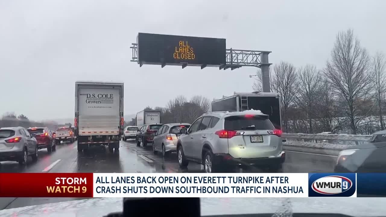 Sign taken down on Everett Turnpike after truck crashes into it