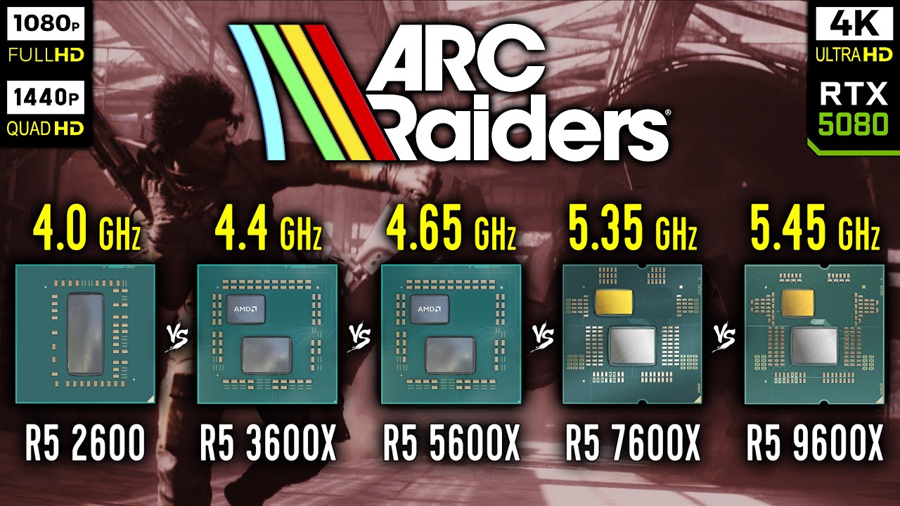 Ryzen 5 2600 vs Ryzen 5 3600X vs Ryzen 5 5600X vs Ryzen 5 7600X vs Ryzen 5 9600X in ARC Raiders