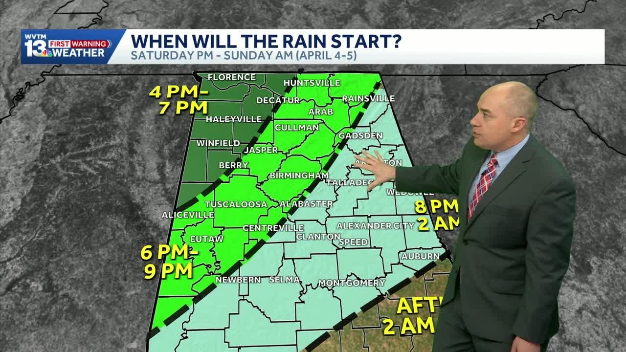 Easter Rain Timeline: Alabama's weather forecast includes strong to severe storms this weekend