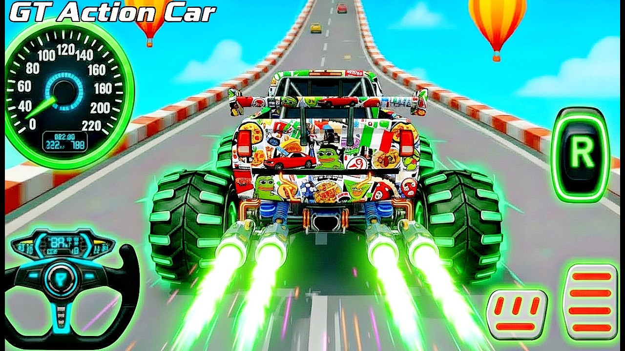 Mega Ramp Monster Car Racing 3D - Extreme Car Stunts -Android Gamepla #MegaRamp #3DGames #CarRacing