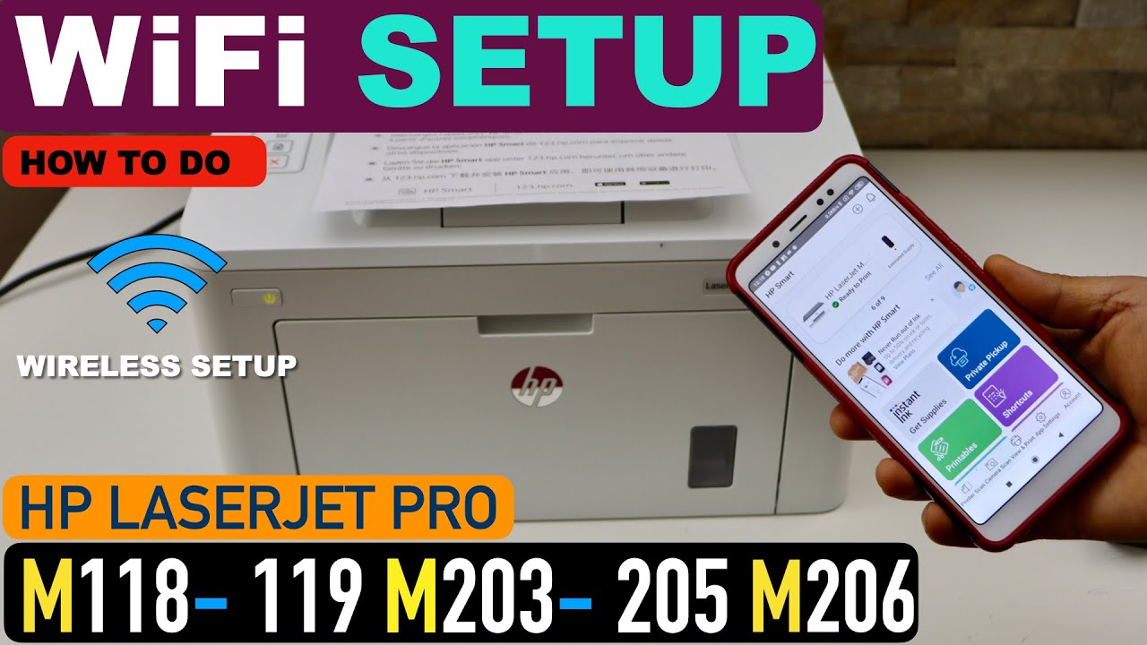Настройка WiFi для HP LaserJet Pro M118, M119, M203, M205, M206, подключение к беспроводной сети,...
