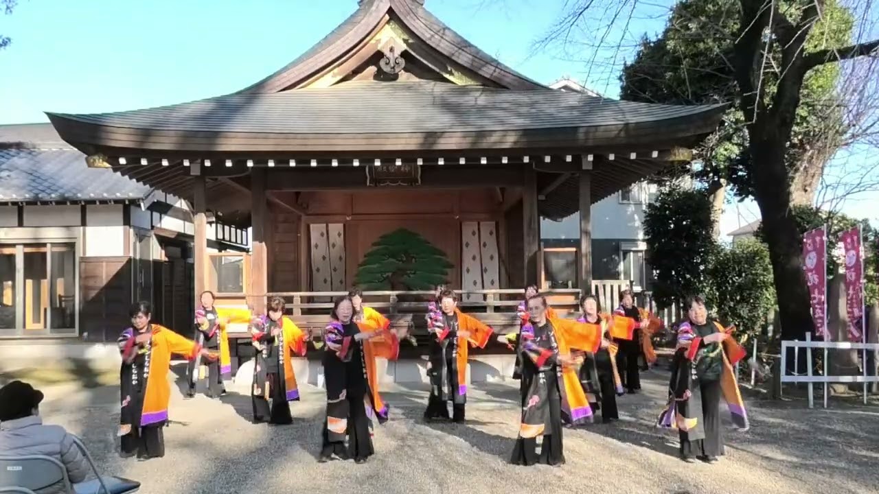 2026 3 8　白岡市　白岡八幡神社　例大祭　神楽殿前　まつり　ソーランしらおかの皆さん