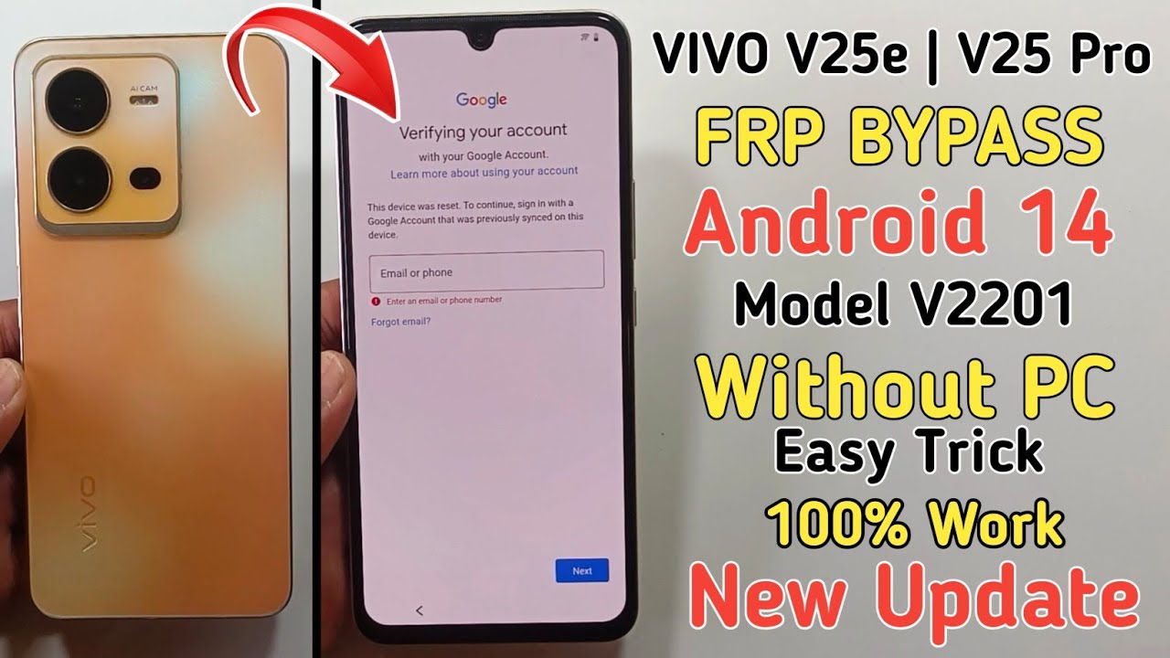 Vivo V25E FRP Bypass Android 14 | Vivo V25 FRP Bypass | Gmail Account Bypass Without Pc