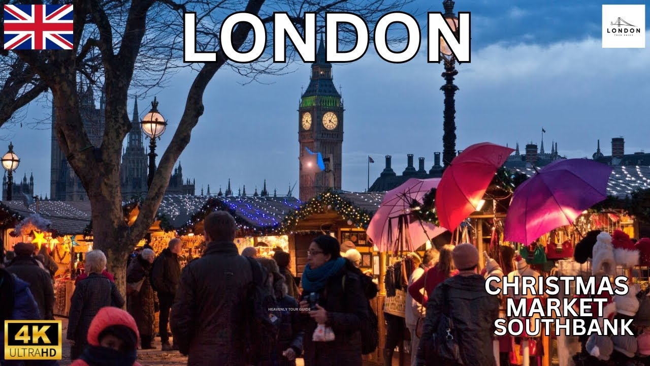 Explore London’s 🇬🇧 Christmas🎄Magic: London  Eye & Big Ben Southbank Lights✨ at Night Walkig Tour