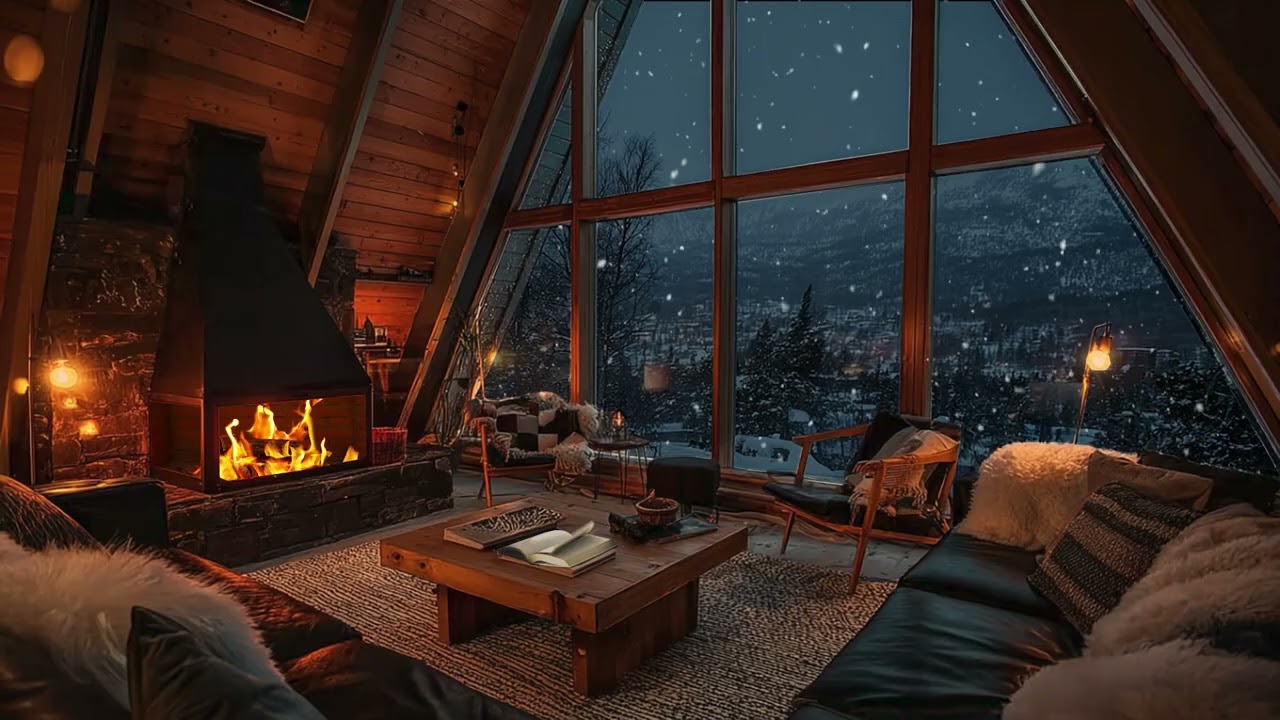 Fireplace Ambience with Gentle Piano Music for Deep Sleep and Stress Relief