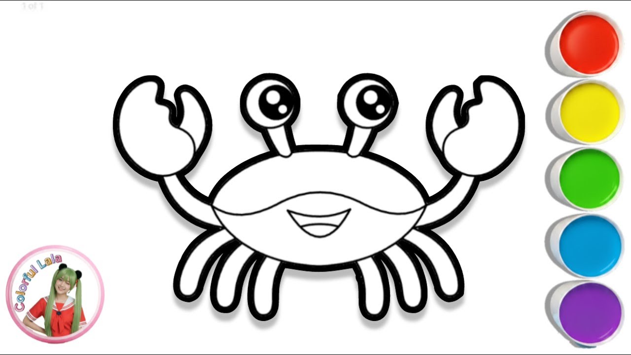 Gambar Kepiting 🦀 Mewarnai Kepiting imut untuk Anak | Mengenal Warna 🎨