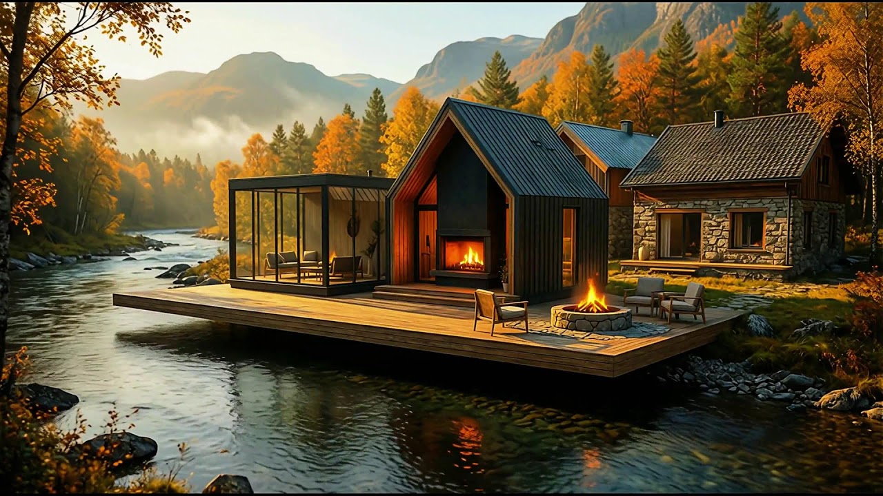 Ultimate }  Cozy Forest Cabin  for Deep Sleep (Birds & Fireplace & River Sounds)