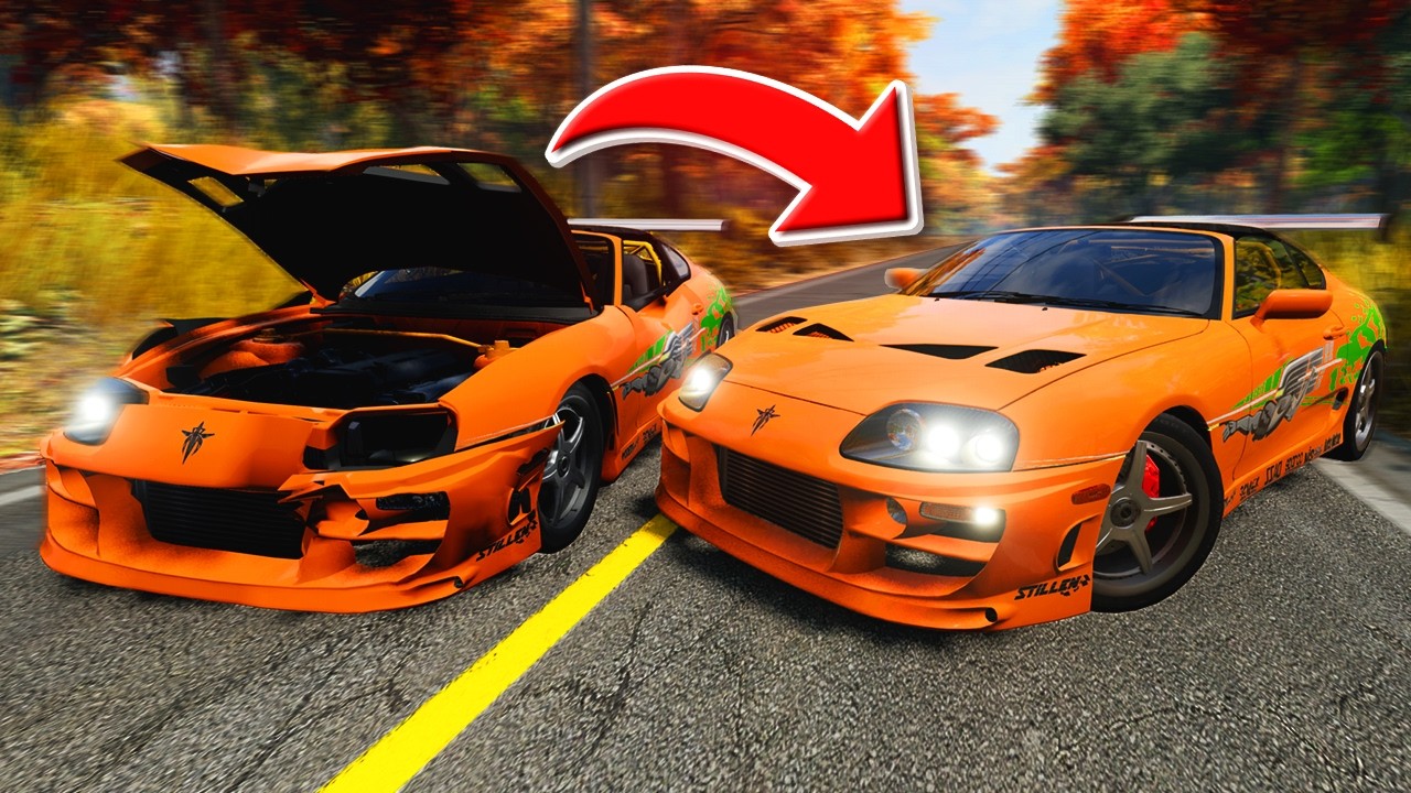 Rebuilding Toyota Supra MK4 in 8 Minutes in BeamNG Drive
