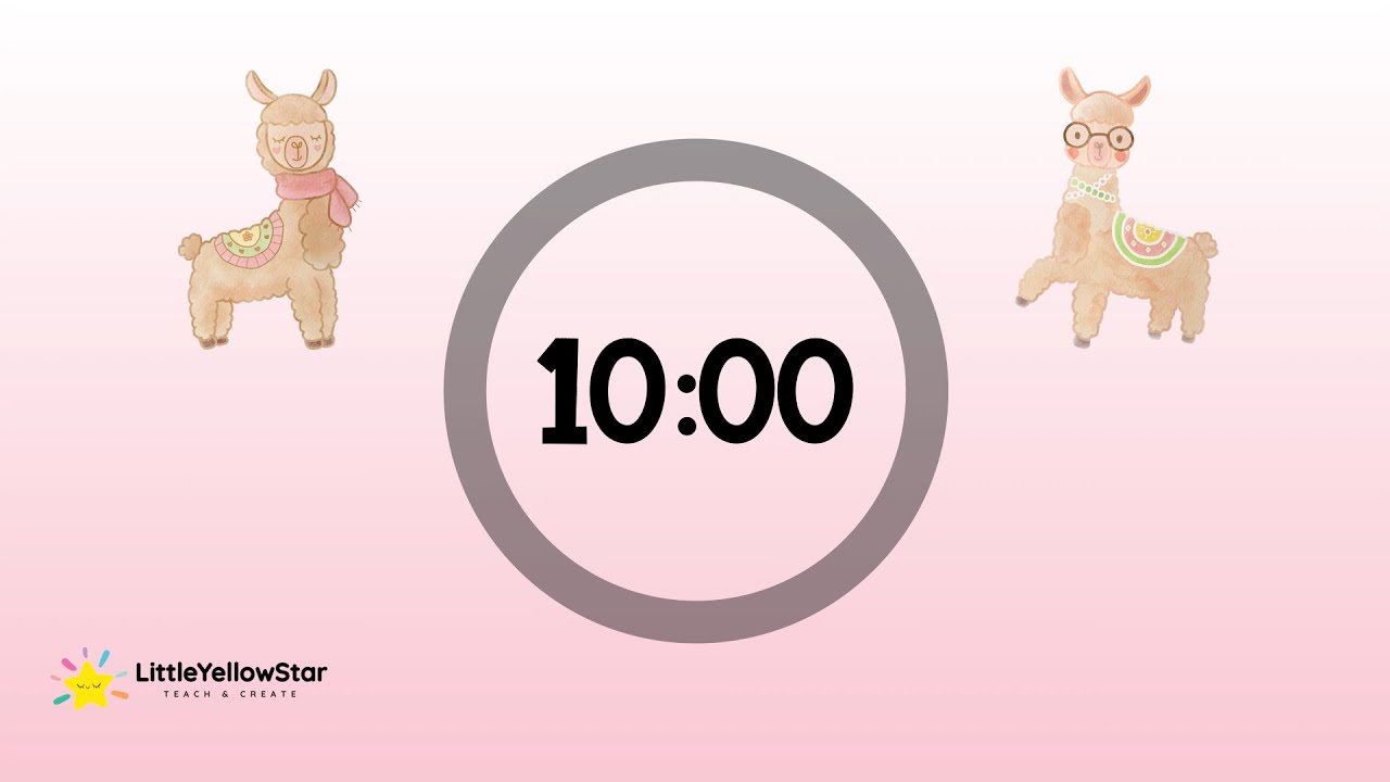 Pink Llama – 10 Minutes Countdown Timer With Cute Calm Music | Relaxing Classroom Timer