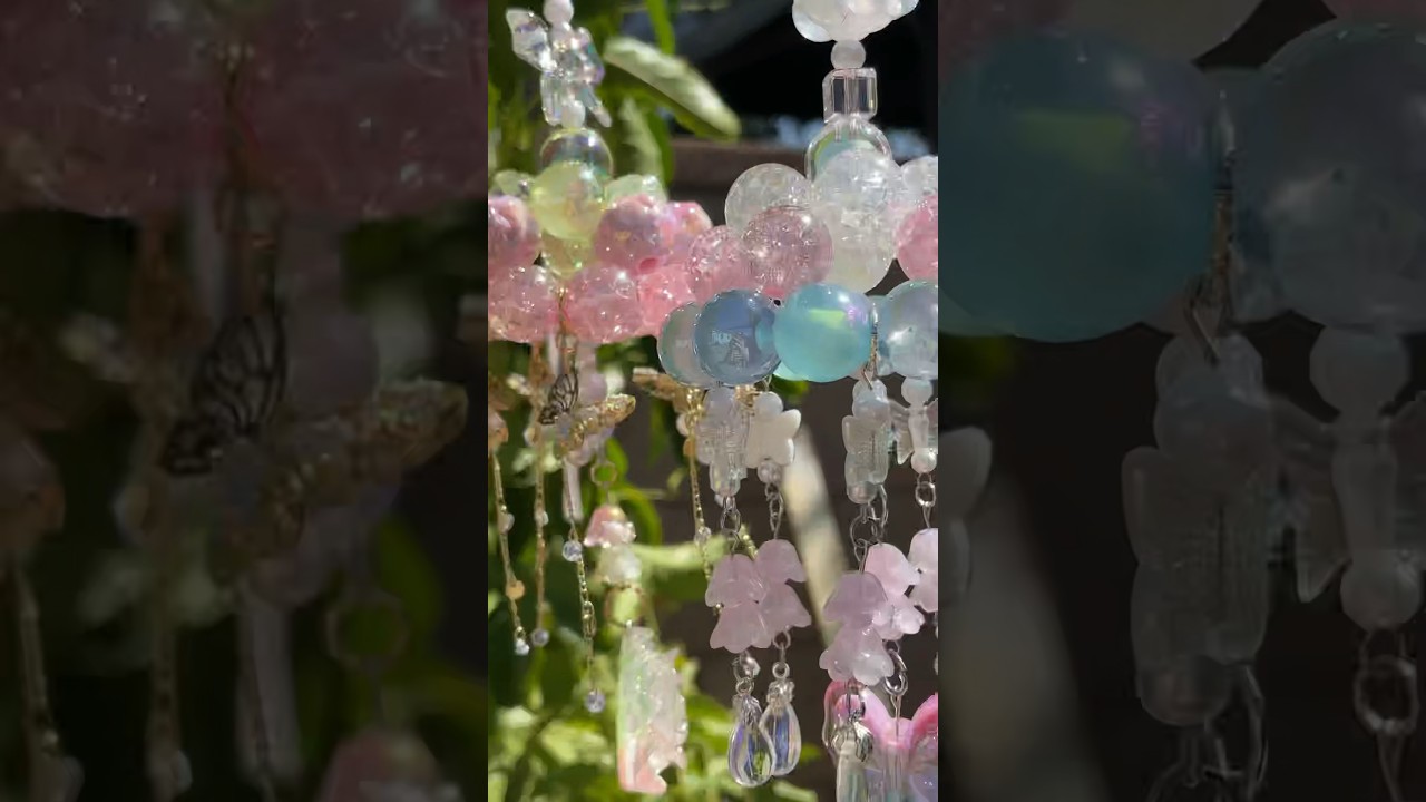 ୧ ‧₊˚ 🎐 &sdot;the sparkle spin able wind chimes that I made! #beads #homedecor #fyp #beading #windchime
