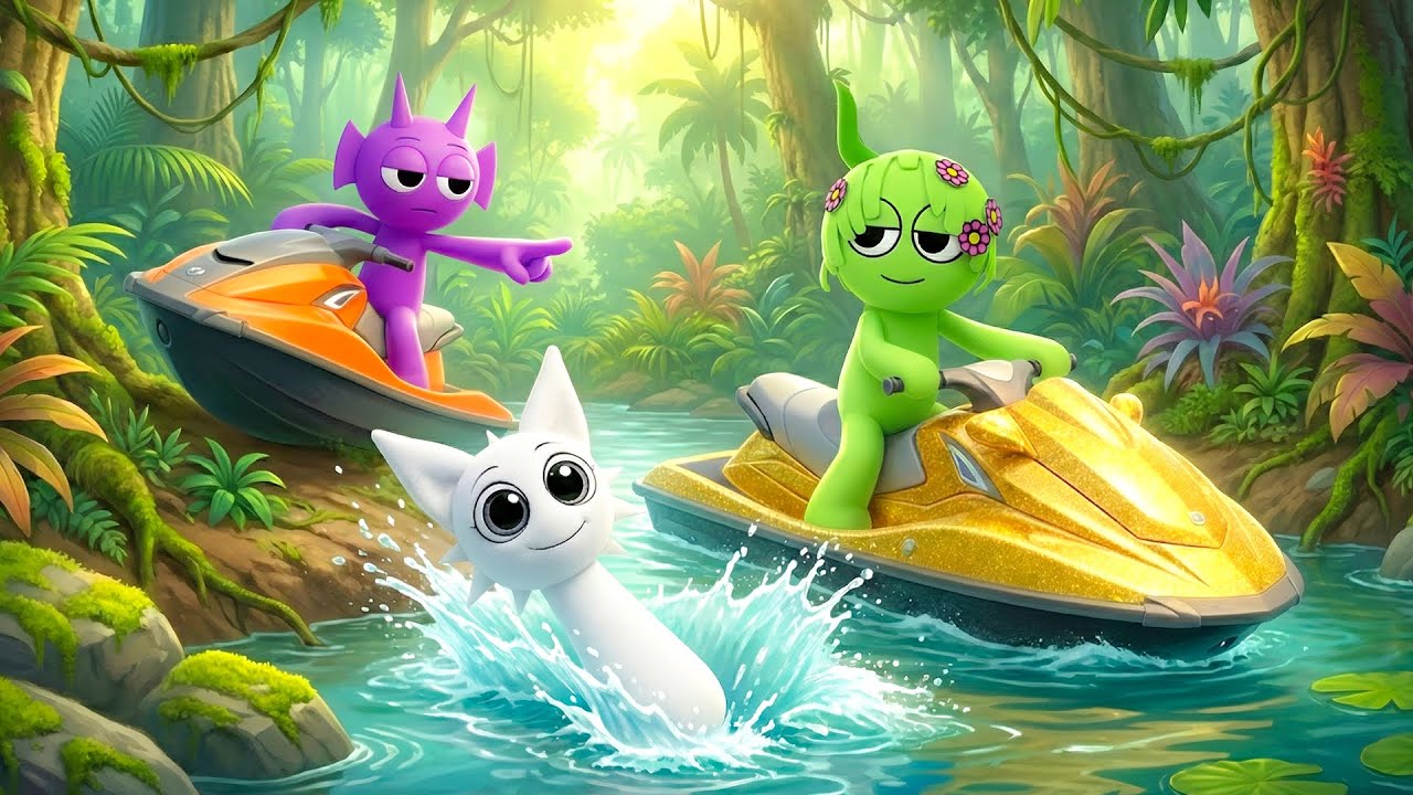 Sprunki Water Challenge: Is This the Most Dangerous Jungle Race? 🌴⚡| Funny Sprunki Animation