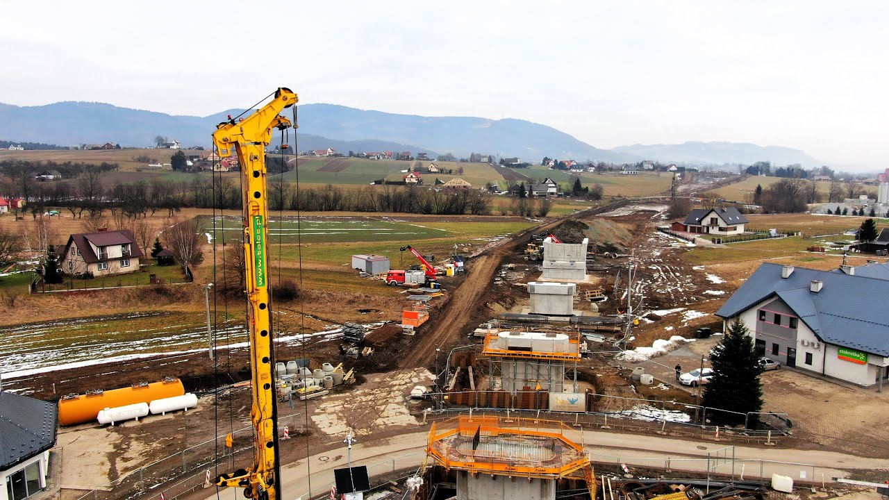 Postęp prac przy budowie linii kolejowej Cha,bówka-Nowy Sącz lokalizacja Mecina. 02.02.2025 #mecina