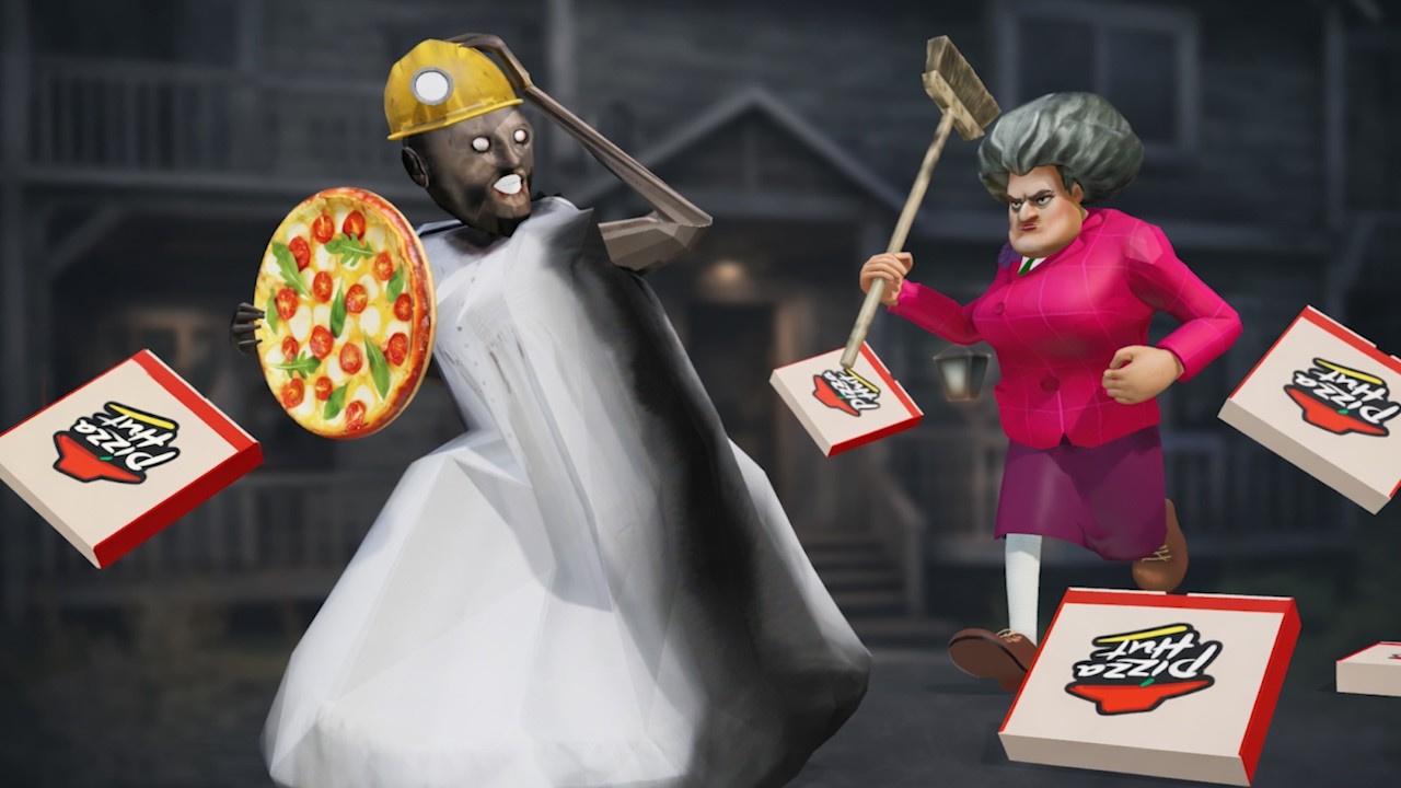 Granny vs Grandpa Delivered the Pizza to Scary Teacher in Granny House | Funny Horror Animation