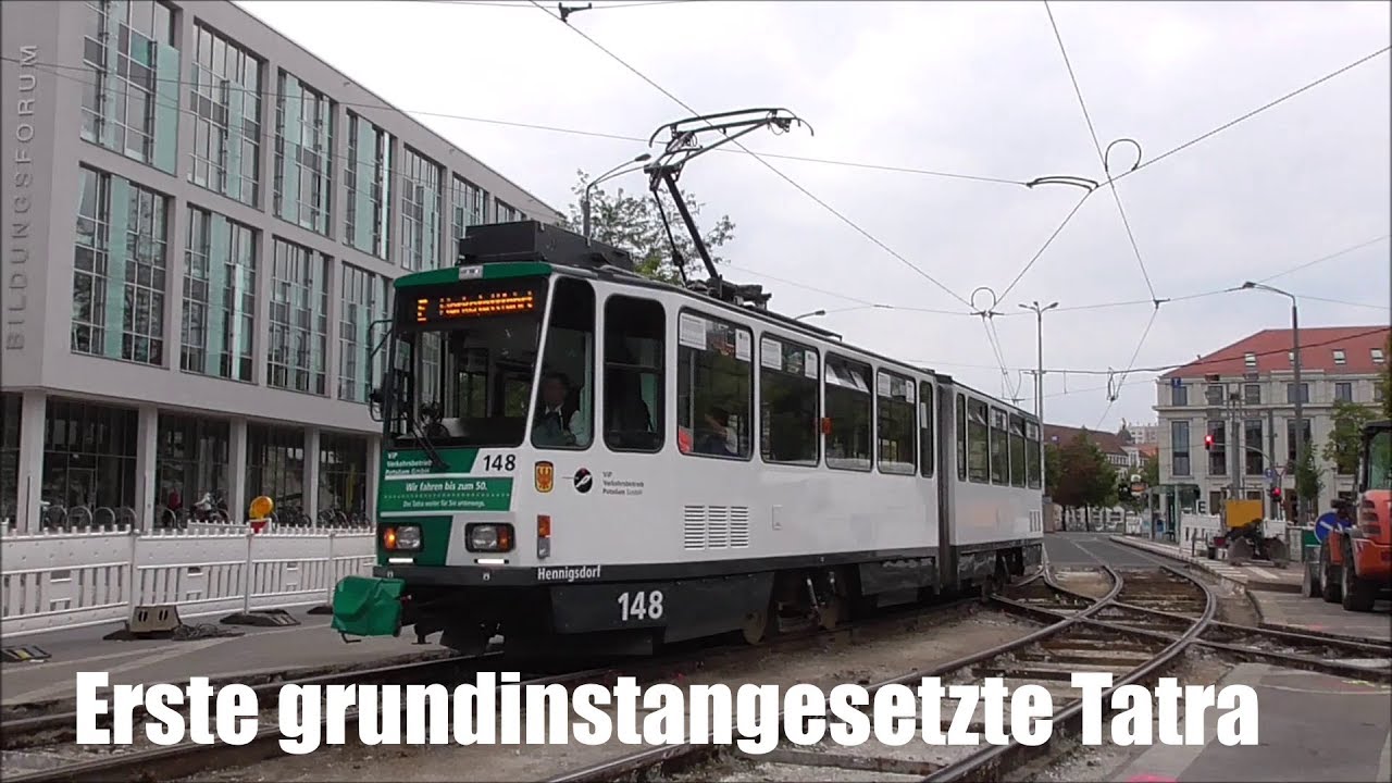 Straßenbahn Potsdam: Die erste grundinstandgesetzte Tatra-Doppeltraktion 148+248