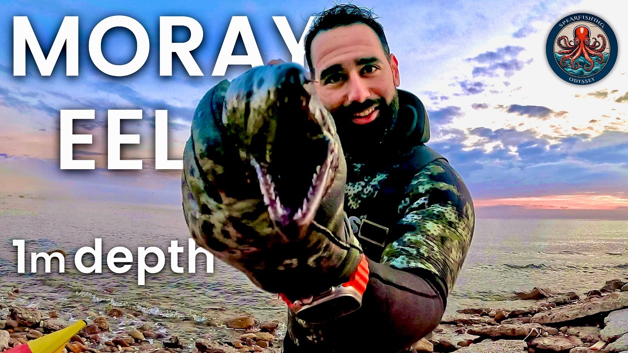 🔱 Moray Eel Lurking at 1m Depth | A Wild Series of Events in Shallow Spearfishing 🐟