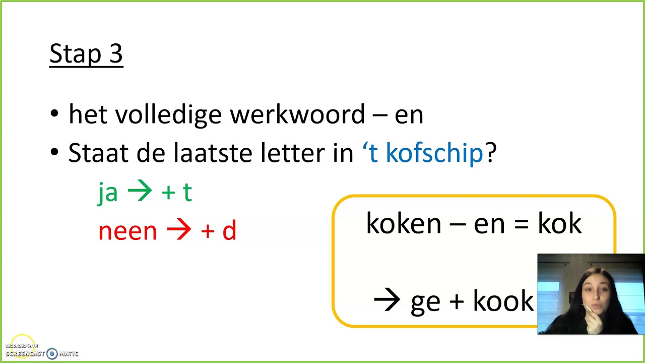 Het voltooid deelwoord van zwakke werkwoorden