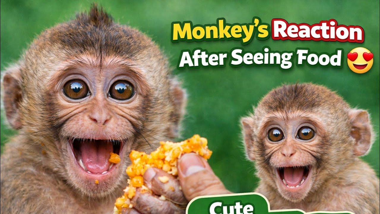 Monkey’s Reaction After Seeing Food 😍 | Cute Monkey Moment