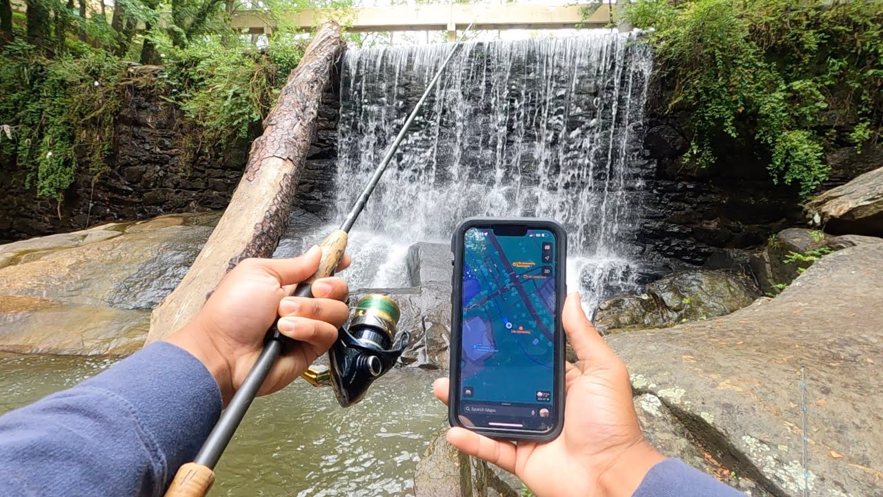 I found a waterfall in Atlanta (Google maps urban fishing)