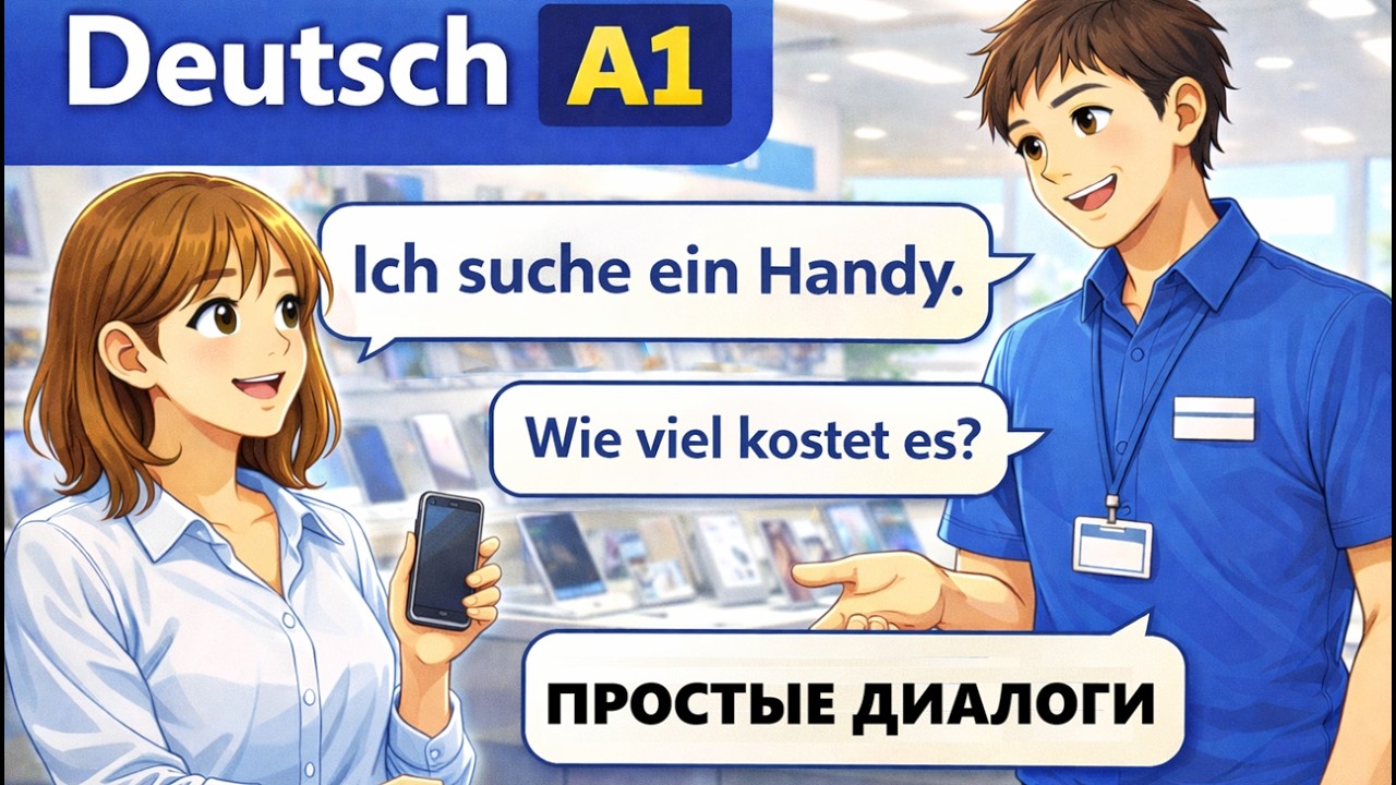 Немецкий для начинающих A1.  Длинные диалоги + перевод