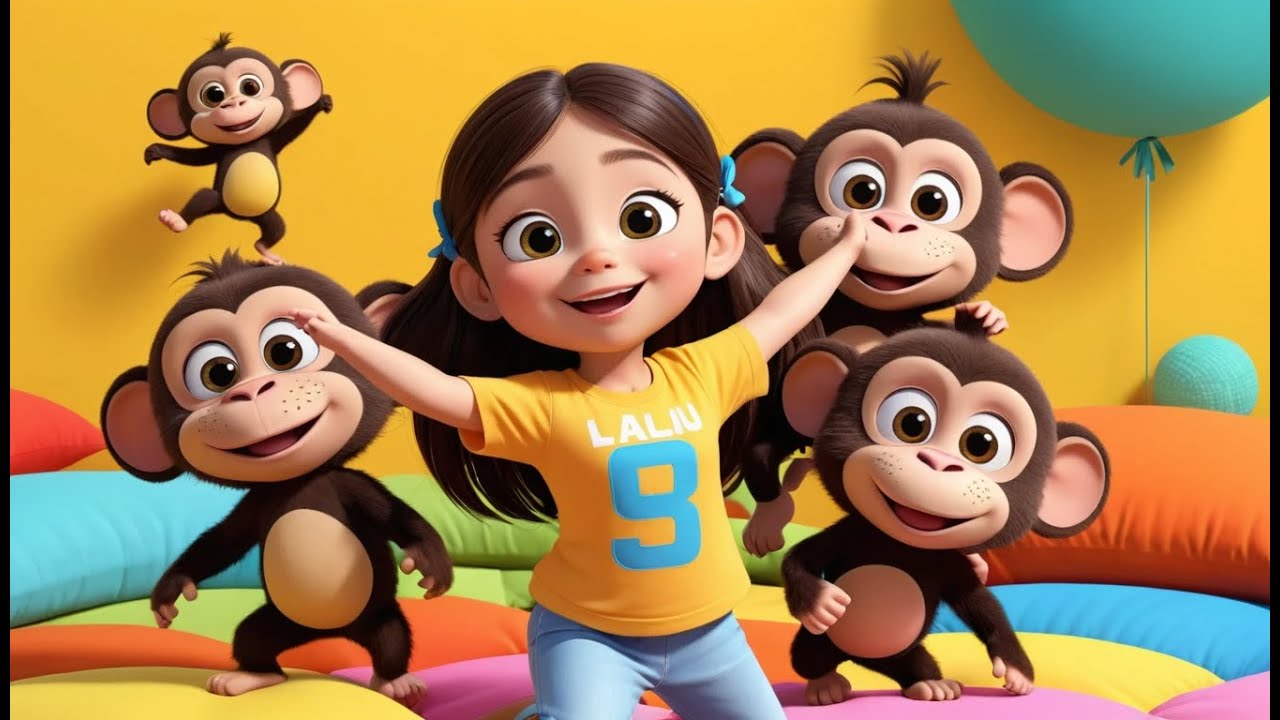 Five Little Monkeys Jump and Laugh | Fun Counting Nursery Rhyme for Kids