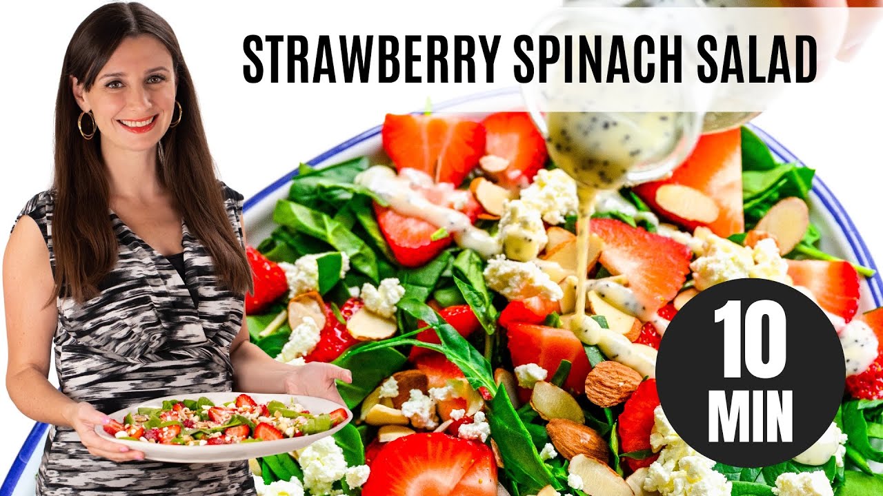 STRAWBERRY SPINACH SALAD (10 Minutes With the BEST Poppy Seed Dressing!)