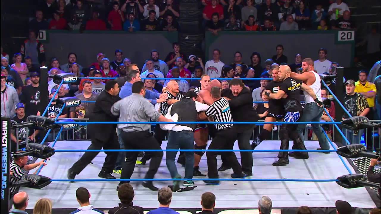 Kurt Angle brawls with Bobby Roode - Pacman Jones hits the ring (November 7, 2013)