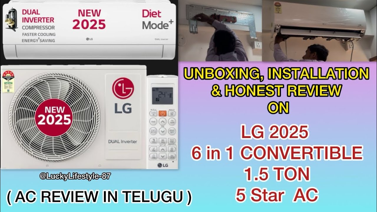 LG 2025 Model 5 Star AC Honest Review in Telugu | Unboxing & Installation | 6-in-1 AI Convertible AC