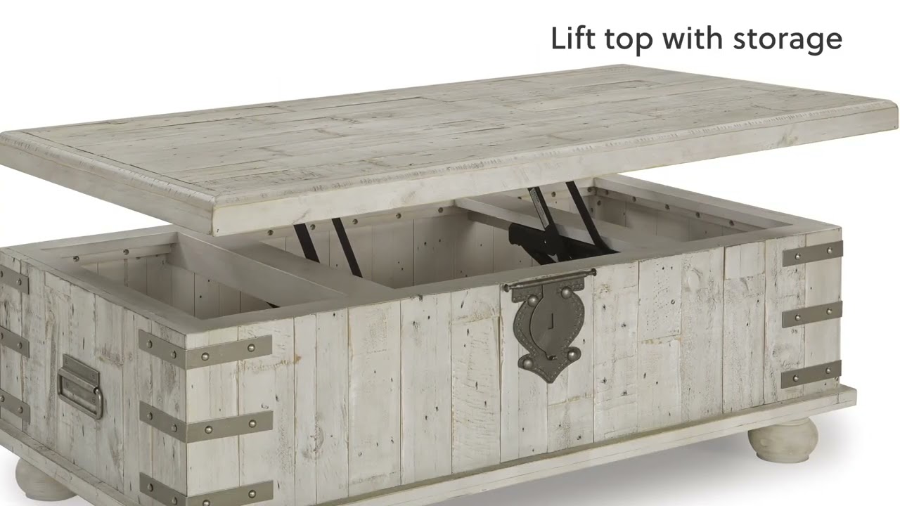 Carynhurst White Wash Gray Lift Top Cocktail Table from Signature Design by Ashley