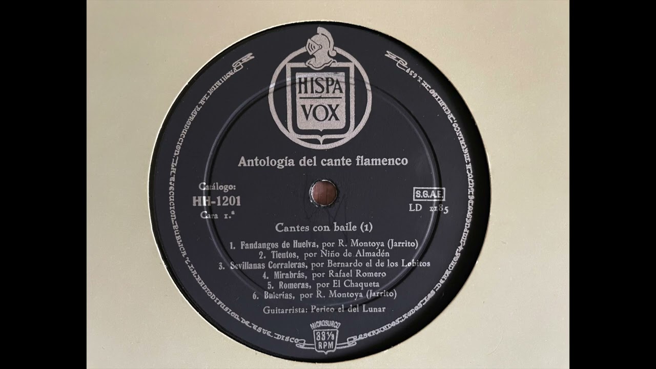 Antología del Cante Flamenco Hispavox. Cara 1. Cantes con baile. Audio vinilo edición 1958.