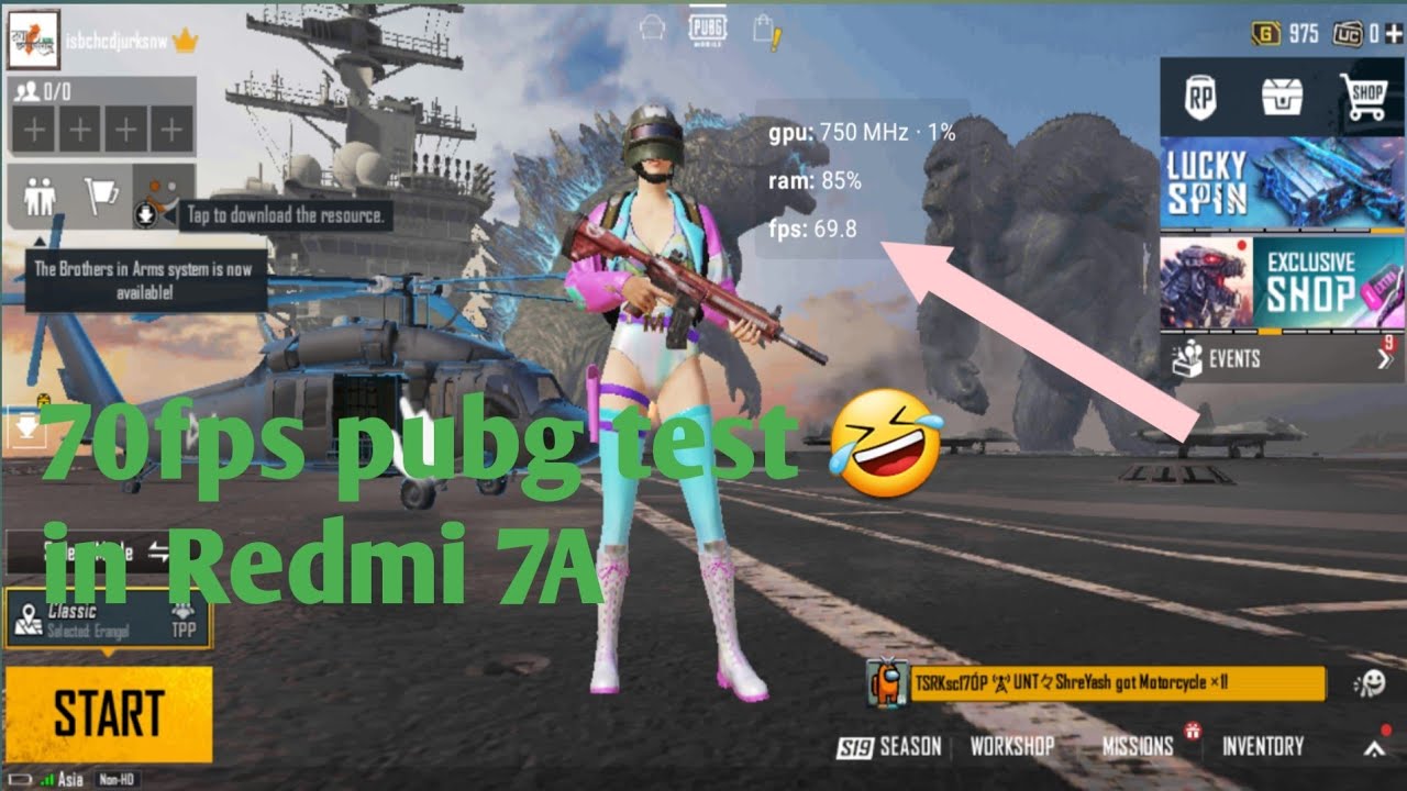 70hz pubg😂 test in Redmi 7A || GAYMING TEST ||