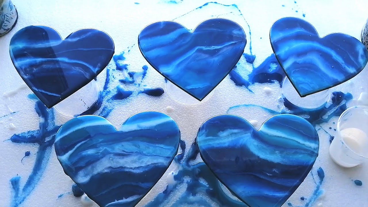 Sea Waves 5 Hearts-Epoxy Resin