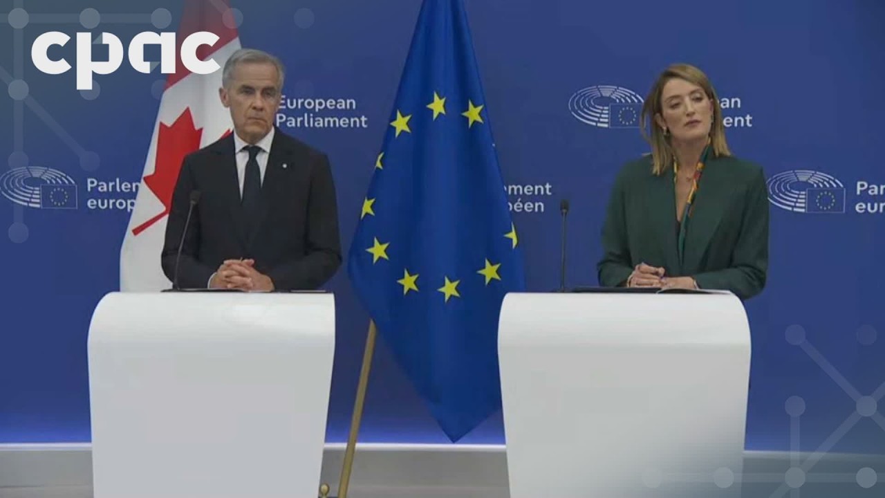 PM Mark Carney and European Parliament President Roberta Metsola speak to media &ndash; September 17, 2026