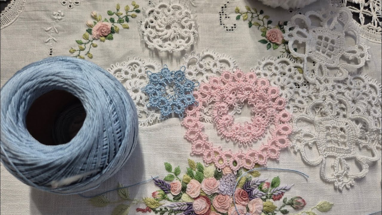 A lovely and easy way to create your own tatting needle lace design. Beyond the double stitches.