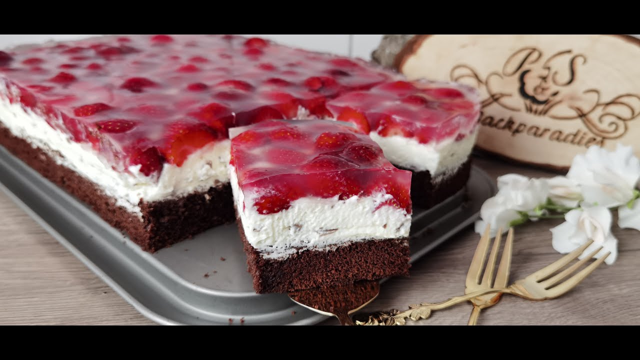 Cremiger Erdbeer Straciatella Kuchen~ P&S Backparadies