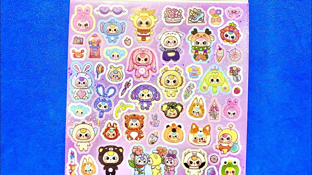 Bóc dán hình thiết kế baby three la bu bu đáng yêu #sticker #labubu 