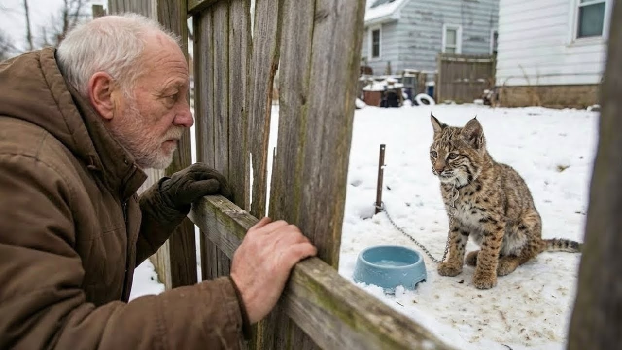 Bobcat Cub Chained In the Snow for 20 Days- Her Final Cry Reached the Only Man still Listening