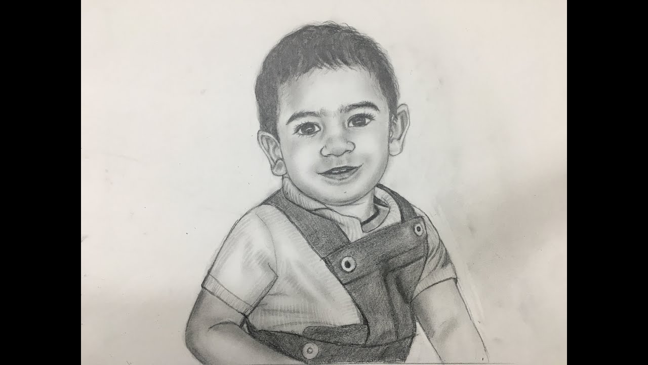 How to Draw a Cute Boy Portrait | My Son Surya Pencil Sketch Tutorial