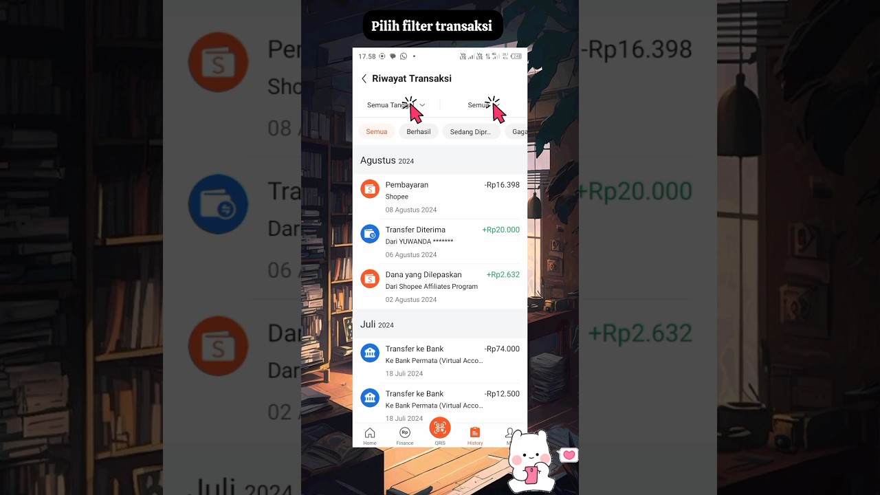 Cara melihat riwayat transaksi atau histori shopeepay #shopeepay