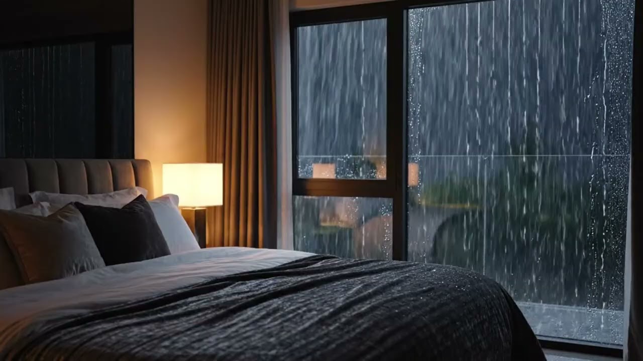 Cozy Luxury Bedroom Rain Ambience &mdash; Relaxing Night Rain Sounds for Deep Sleep