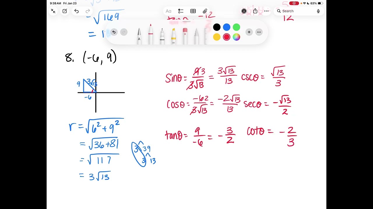 Algebra 2 13.3 Evaluate Trigonometric Functions of Any Angle