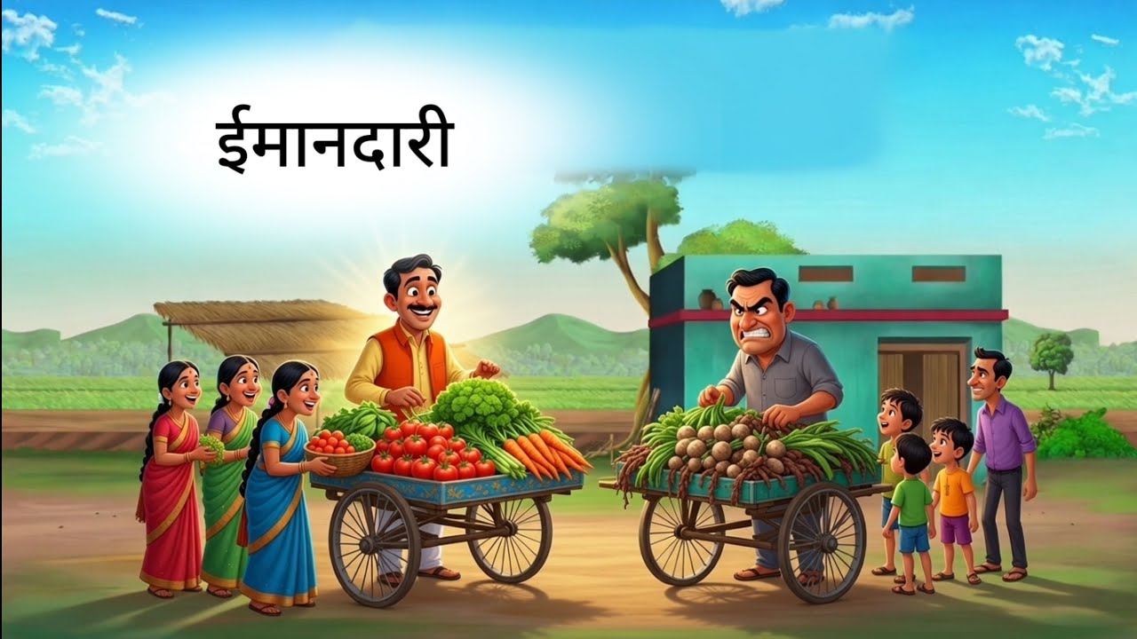 सब्जी मंडी में लड़ाई। Cartoon story in hindi।