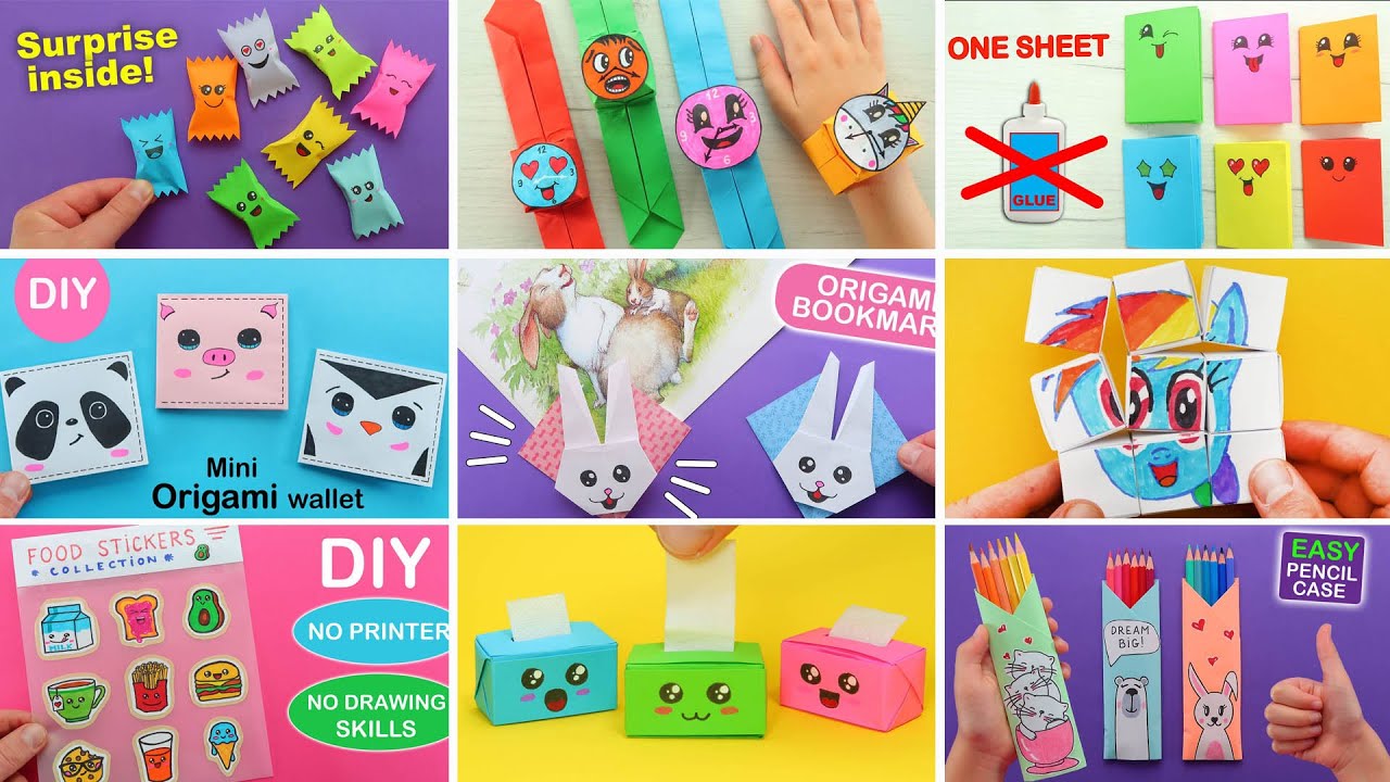 9 BEST PAPER CRAFT IDEAS. DIY School Craft Idea. Easy Origami - School hacks. Paper mini gift idea
